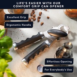 Can Opener Manual Smooth Edge - Senior Friendly - Heavy Duty, Stainless Steel Hand Can Opener, Hand Held - Ergonomic Handle