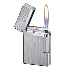 SNYYIAI Classic Lighter, Butane Brushed Metal Lighter, Side Slide Lgnition Steel Tone Trench Lighter for Men Dad Husband Gift Collect,Silver