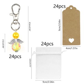 24 Sets Angel Pendants LongZYU Wedding Christening Pendant Guardian Angel Pendant with Guardian Angel Key Ring Rganza Bag Kraft Paper Pendant for Christmas Souvenir Party Gifts