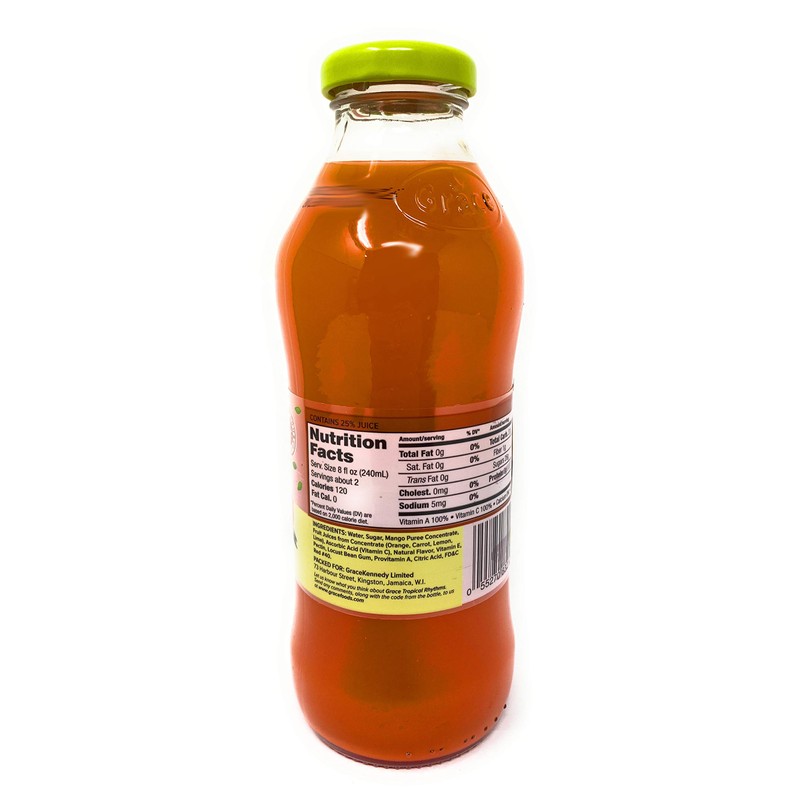 Grace Tropical Rhythms Mango Carrot Jamaican Fruit Juice 16oz, 6