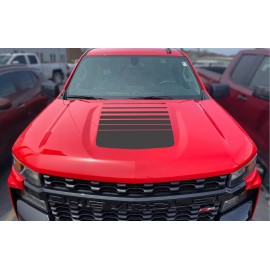 EmblemsPlus 2019 20 21 22 23 24 Chevy Silverado 1500 Gloss Black Center Hood Decal Graphic