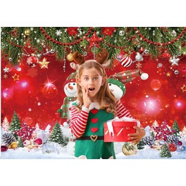 CYLYH 8x6ft Merry Christmas Backdrop Banner Red Christmas Snowman Banner Party Decorations Xmas Holiday Happy New Year Background Decor