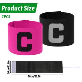 Piriuuo Pack of 2 Football Captain's Armband Adjustable Football Armband Elasticity Captain's Armband for Children Adults Junior Many Sports, Black, Pink