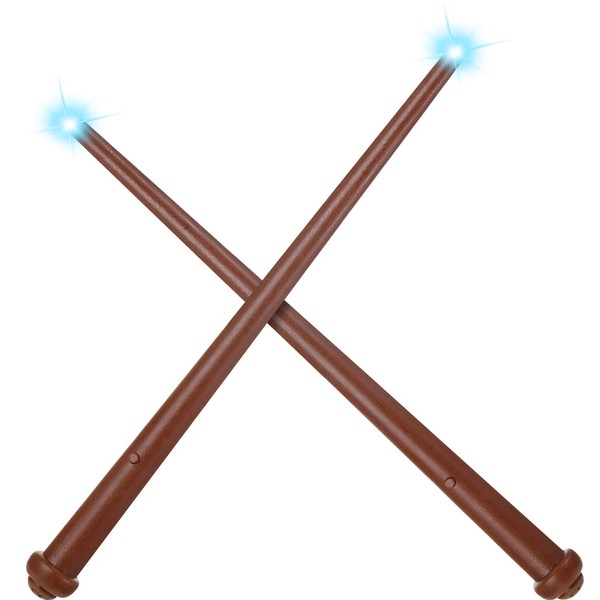 Gejoy 2 Piece Light-up Wand Magic Light and Sound Toy Wizard Wands for Cosplay (Dark Brown)