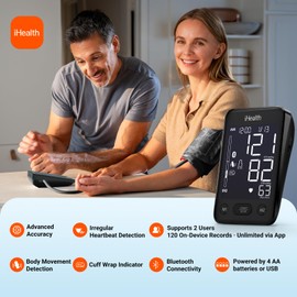 iHealth Accu Blood Pressure Monitor – 4.5" Large LCD(Black), Clinically Accurate, Irregular Heartbeat Alert, Body & Cuff Detection, Bluetooth Sync, Large 8.6"–17" Cuff– Easy for Seniors & Adults