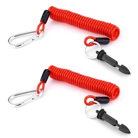 Gosknor 2pcs Trailer Breakaway Cable, 6ft High Rebound Brake Safety Cable Strap Heavy Duty High-Tension Spring Towing Coiled Wire for RV Trailer Camper Emergency Connection