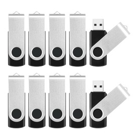 4GB Flash Drive 10 Pack Thumb Drive, USB Flash Drives 2.0 USB Stick for Data Storage Backup, Jump Drive Pen Drive Zip Drive Memory Stick with Indicator, Swivel Bulk USB Storage Flash Drive, Black