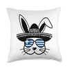 Easter Bunny Rabbit Greece Flag Greek Easter Holiday Throw Pillow