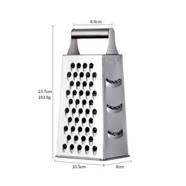 Kitchen Stainless Steel Food Slicer, Professional Box Grater, Kitchen Cheese Grater for 4-Sided Box Grater - Slip Handle& Easy to Clean (Silver)