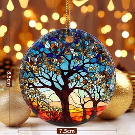 Jocidea Tree of Life Ornament, 2.8" Ceramic Christmas Ornaments, Tree of Life Christmas Tree Decorations, Christmas Keepsake Ornaments, Holiday Decor Gifts, Tree of Life Gifts