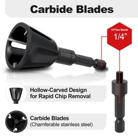 LATTHANT Deburring External Chamfer Tool with Tungsten Carbide Blade, Bolt Thread Repair Tool for 1/8" to 1" (3-25 mm), Burr Removal Tool for Metal, Chamfer Bit with Hex Shank, 2 Size