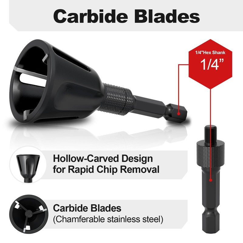 LATTHANT Deburring External Chamfer Tool with Tungsten Carbide Blade, Bolt