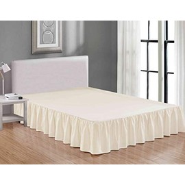 Sheets & Beyond Wrap Around Solid Luxury Hotel Quality Fabric Bedroom Dust Ruffle Wrinkle and Fade Resistant Gathered Bed Skirt 14 Inch Drop (King, Beige)