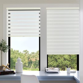 Tonature Cordless Zebra Blinds for Windows (33" W x 72" H, Cream) Free-Stop Privacy Roller Blinds Light Control for Day and Night UV Protection for Home Office Bedroom Easy to Install