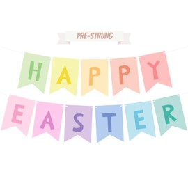 Happy Easter Banner Colourful Easter Garland Easter Bunting Garland Easter Decorations for Home Indoor Outdoor Easter Party Decorations Supplies