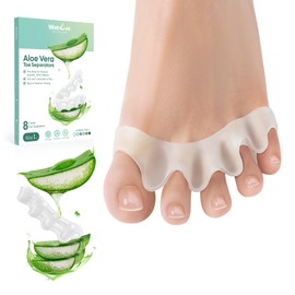 Welnove Toe Separators - 8 Pcs Toe Spacers for Women and Men - Restoring Toes to Their Original Shape - Silicone Toe Spreaders for Yoga Practice - Aloe Vera Infused
