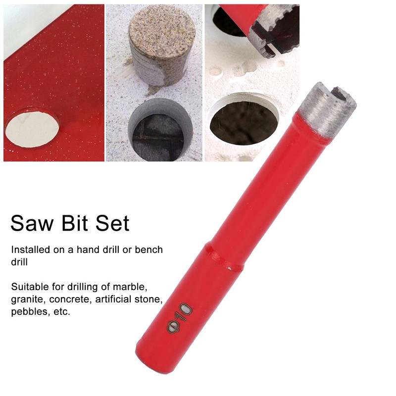5Pcs Saw Bit Set FlatTooth Diamond Particles Red Coated Drill