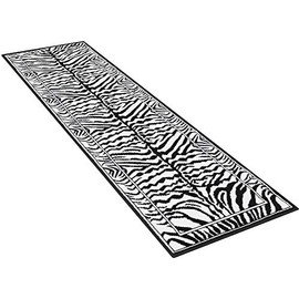Champion Rugs Animal Print Zebra Skin Area Rugs Exotic Striped African Contemporary White and Black Carpet (2â X 7â Runner)