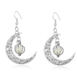 Moon Earrings for Women Sun Star Drop Dangle Earrings Glow In The Dark Earrings Graduation Fun Hoop Y2k Led Witch Vintage Funny Cute Weird Boho Jewelry Gift (Green)