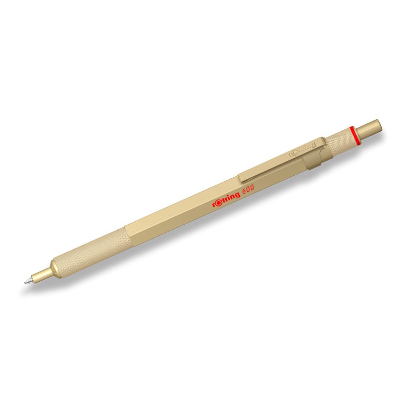 rOtring 600 Ballpoint Pen, Medium Tip, Black Ink, Gold Barrel,