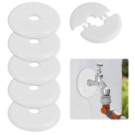 TNJPSEK 6 Pack 17mm Plumbing Cover Decorative Hole Plate, Self-Adhesive ABS Wall Split Flange Water Pipe Cover, Escutcheon Plate for Faucet Toilet Ceiling Floor Kitchen (White)
