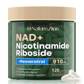 Suplemento NAD 120 cápsulas, ribósido de nicotinamida liposomal, resveratrol, quercetina, NAD nicotinamida ribósido resveratrol 910 mg para mujeres y 