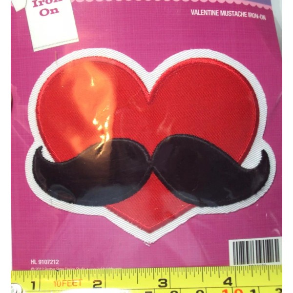 Unbranded Heart Mustache Iron-On Patch Love, NEW