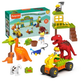 Anpcso Building Blocks for Toddlers 3-5, Dinosaur Toys- Dinosaurs, Car, Build, Learn and Play, Educational Interactive Creative DIY Toy Compatible with All Major Brands, Gift for Kids Boys Girls