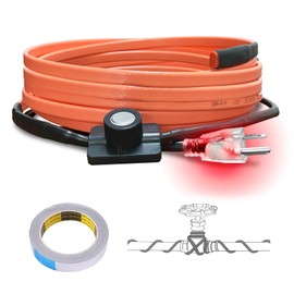 Cupohus Heat Tape for Water Pipes with Thermostat 9FT, Freeze Protection Self-Regulating Heat Trace Cable for Metal, Plastic Home Pipes, Roof and RV, 110-120V