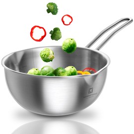 WAGENSTEIGER Stainless Steel Baby Wok 200mm / 7.87inches, 3-Ply Base with Aluminum Core, All Cooktops, Multipurpose Saucepan, Ramen Pot, On-the-go Cooking Pot for Outdoor or Camping