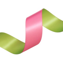 YASEO Double-Sided Two-Tone Ribbon, 20 Yards 1 Inch Double Faced Hot Pink and Lime Green Satin Ribbon for Easter, Christmas, Birthday, Gift Wrapping and Party Decor