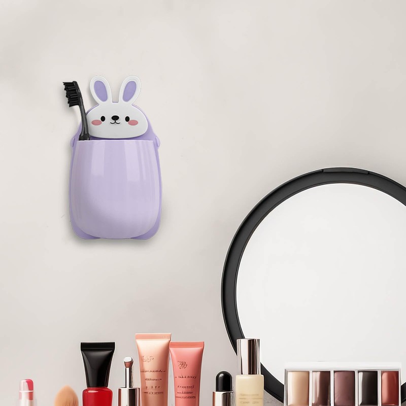 Biiange Rabbit Toothbrush Holder, Cute Toothpaste Holder, Space-Saving Bathroom Organizer