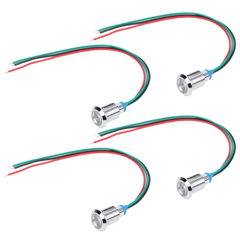 4 Sets PreWired Round LEDs Waterproof 2Color Indicator Light Common