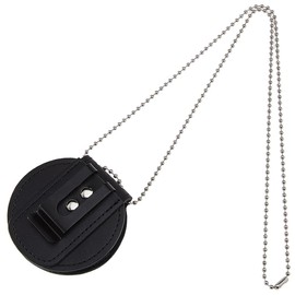 Hobbspring 1 x Police ID Card Holder, Universal ID Card Holder Made of Cowhide Leather, Belt Clip, Round Security ID Card Holder with Rivets and Iron Chain for Law Enforcement Officers