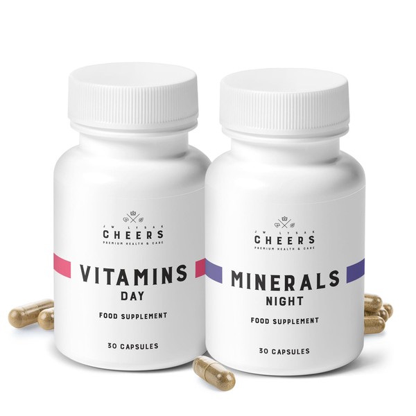 CHEERS Vitamins Day & Minerals Night, 30-Day Supply with 12 Vitamins, Complete Multivitamins and Minerals, Health-Supporting Duo with Magnesium Supplements as well as Iron, Zinc and More
