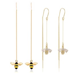 CutieJewelry Delicate Bumble Honey Bee Dangle Cute For Womens Ladies Jewelry Pretty Earrings 2 PAIRS