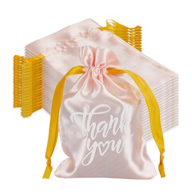 letsinstyle 50Pcs 3.9 x 5.9 Inch Satin Thank You Favor Recovery Kit Bag, Bachelorette Party Bags with Drawstring, Party Supply for Bridal Shower Wedding Decoration Hen Night Parties