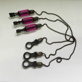 3 x Carp Coarse Fishing Chain Bite Alarm Bobbings Swingers Indicators BOX (Pink)