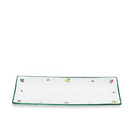 GMUNDNER KERAMIK Rectangular Plate Size: L 36 cm x W 15 cm x H 2.8 cm Scattered Flower Tableware, Handmade in Austria