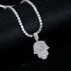 MDFUN 18K White Gold Plated Hamsa Hand Pendant Tennis Necklace