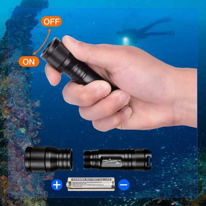 ORCATORCH D560 Mini Scuba Dive Light Headlamp 650 Lumen Mask