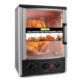 Nutrichef Vertical Countertop Oven with Rotisserie, Bake, Broil, & Kebab Rack Functions - Adjustable Settings - 2 Shelves - 1500W - Thanksgiving Turkey - Includes Grill, Kebab skewer racks & bake pan