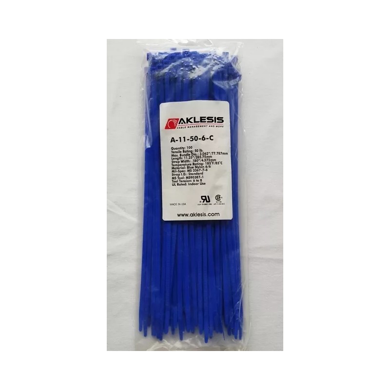 AKLESIS Zip Ties 11" Blue Cable Zip Ties - 500
