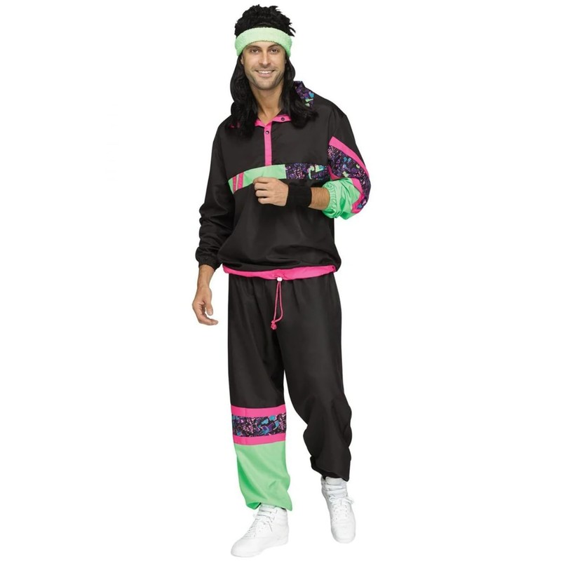 Fun World mens 80's Track Suit Adult Sized Costumes, Multi,