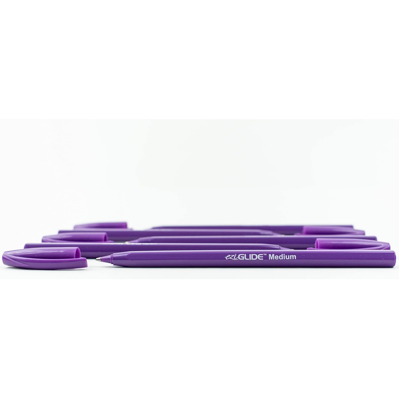 Eziglide Ballpoint Purple Pen, Pack of 50 Ball point Pens,