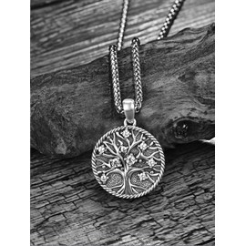 KATHLU Tree of Life Necklace for Women Men Sterling Silver Tree of Life Pendant Cubic Zirconia Family Tree Necklace Jewelry Gifts