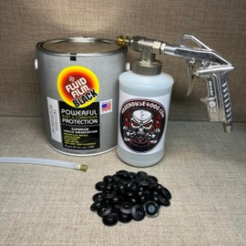 Gallon Fluid Film Black, Pro Undercoating Spray Gun, 32" 360* Wand, 1 White Quart Bottle, and 50 Rust Plugs