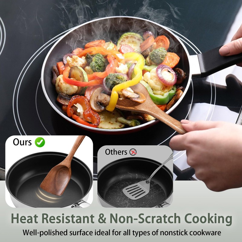 Onader Wooden Spoons for Cooking, 6Pcs Kitchen Utensils for Non-Stick
