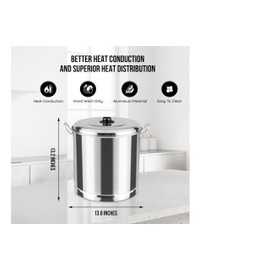 Vasconia Steamer Pot with Tray and Aluminum Lid – Multi-Purpose Aluminum Large Stock Pot for Tamales, Seafood, Vegetables Soup Pot – Hand-Wash Only Kitchen Set - 26-Quart Stove Tops Big Cooking Pot