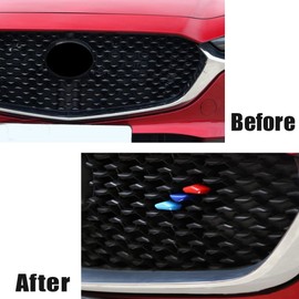 Riloer 3-Piece Grille Insert Trim Strip, Front Right Grille Trim Cover Compatible with Mazda CX30 CX-30 2022-2024, Blue + Dark Blue + Red